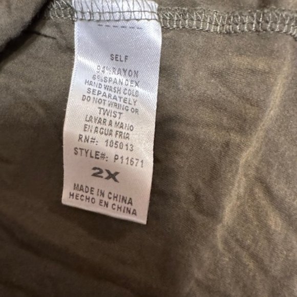 Olive Green Mineral Washed Long Sleeve T-Shirt  (2) - Picture 7 of 8